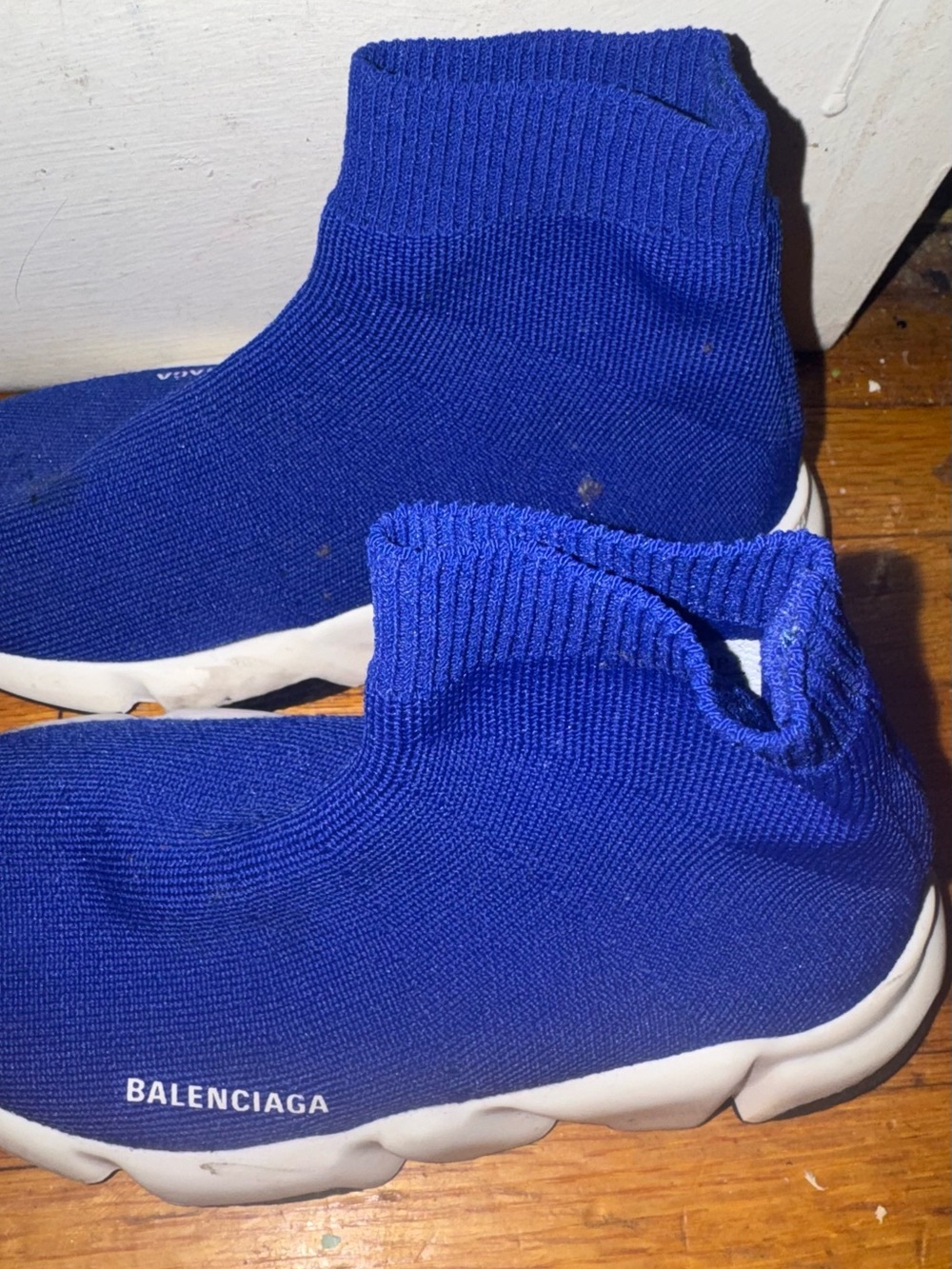 Balenciaga Kids Blue Sock-Style Slip-On Sneakers